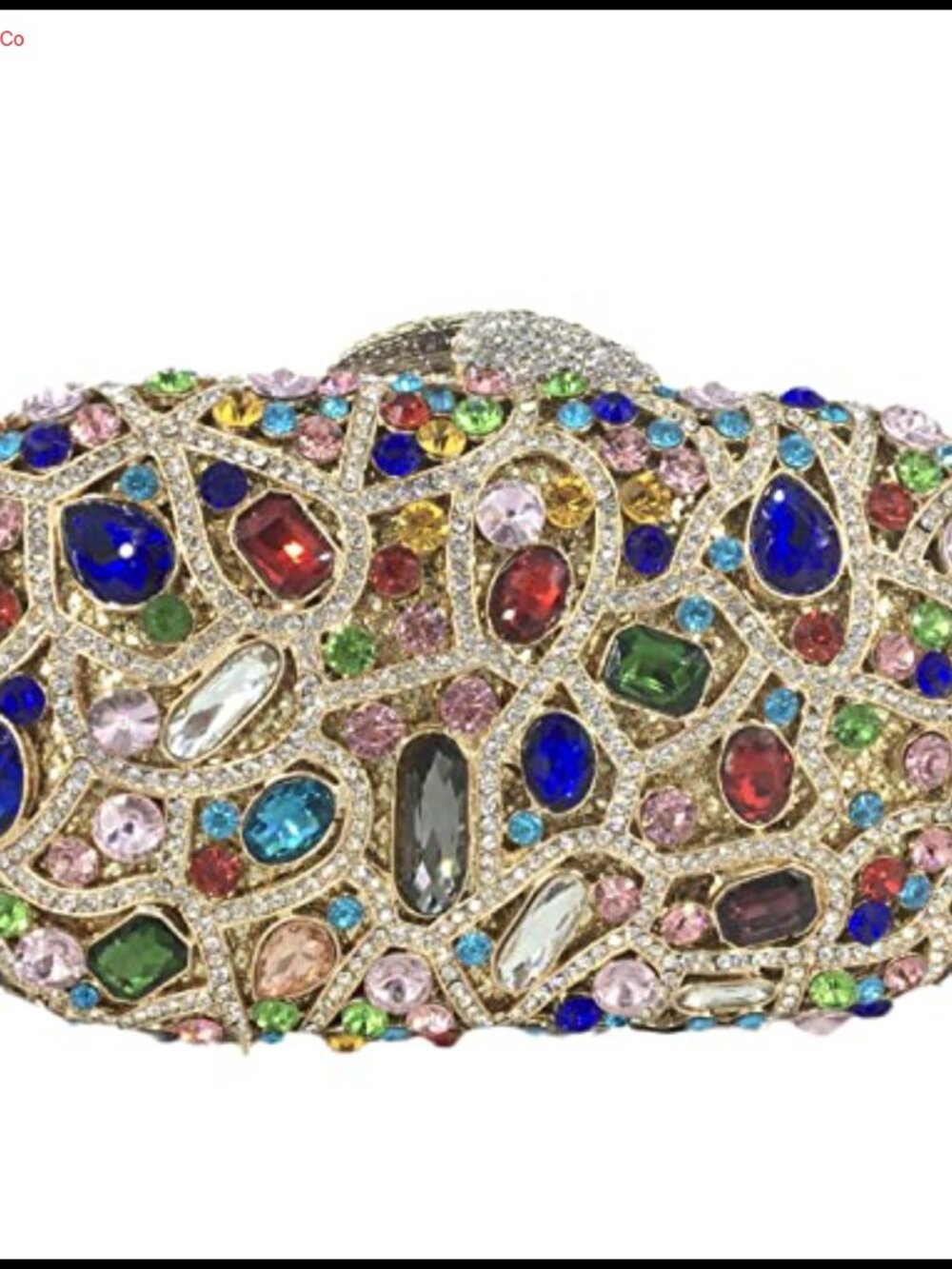 Rhinestone Crystal Clutch Evening Bag Minaudiere Metal Frame Wedding